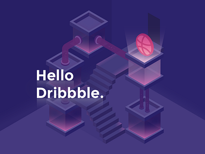 Hello Dribbble! dribbble hello illustration isometric