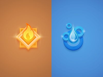 Fire and Water badges badge badges fire game ui gui icon ui water