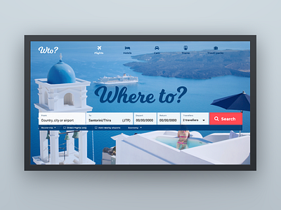 Whereto website blue flights holidays search travel travel agency ui design web web design website