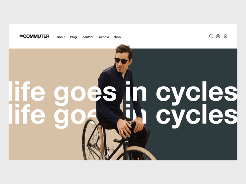 The Commuter - home/about page transition animation biking concept design grid interaction interface motion typography ui ux web website