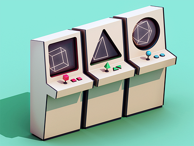 Primitive Artcades 3d arcade game isometric lowpoly