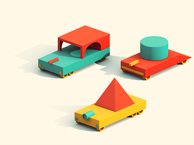 Bautomotive 3d cars lowpoly primitive render