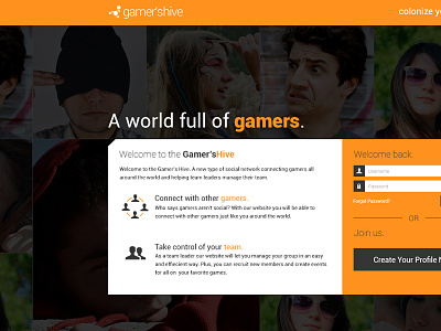 New Gamer's Hive Homepage. gamers gamers hive hoempage signup