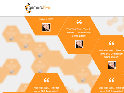 Gamer's Hive Beta WIP beta grid hexagons homepage social network