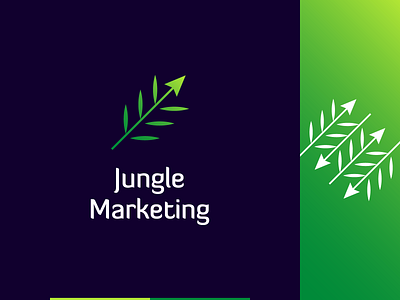 Jungle Marketing logo concept arrow brand identity branding concept fern forest growth identity jungle leaf logo logo design mark marketing marketing agency nature plant social media symbol tropical