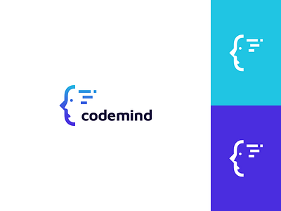 Bracket + C + face in negative space + mind + code bracket brand identity branding code coding creative design face identity logo logo design mind negative space programming vector website