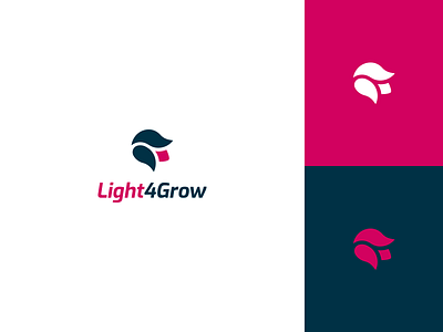 Light4Grow online shop logo brand identity branding color creative design electrical shop flower grow identity lamp led light lighting logo logo design minimal online plant shop vector