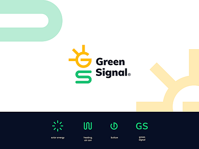 Green Signal logo concept brand identity branding button concept creative design green heating identity letter logo logo design mark monogram solar solar energy sun symbol technology vector