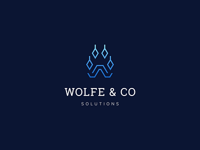 Wolfe & Co solutions blue brand identity branding consultancy consulting creative design engineering gradient identity letter logo logo design mark monogram solutions symbol vector wolf wolf paw