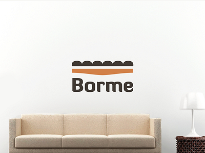 Borme upholstered furniture shop logo bench brand identity branding couch creative design furniture identity leather logo logo design mark minimal online pouf shop sofa symbol upholstered vector