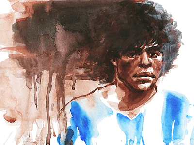 Maradona. Watercolor portrait