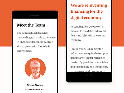 Lendingblock Mobile Website branding crypto cryptocurrency currency exchange finance marketing orange shapes website