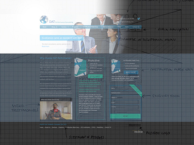 DAT Performance parallax scrolling web design wireframe
