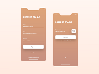 Butenko stable App Sign Up app design kfrv login login screen minimal mobile service sign up sign up screen ui ux