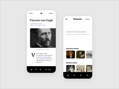 New App Wikipedia app kfrv minimal photo search service typography ui ux