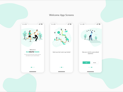 Welcome App Screens app design illustration mobile app ui ui ux design ux web website website design welcome welcome app screen welcome screen