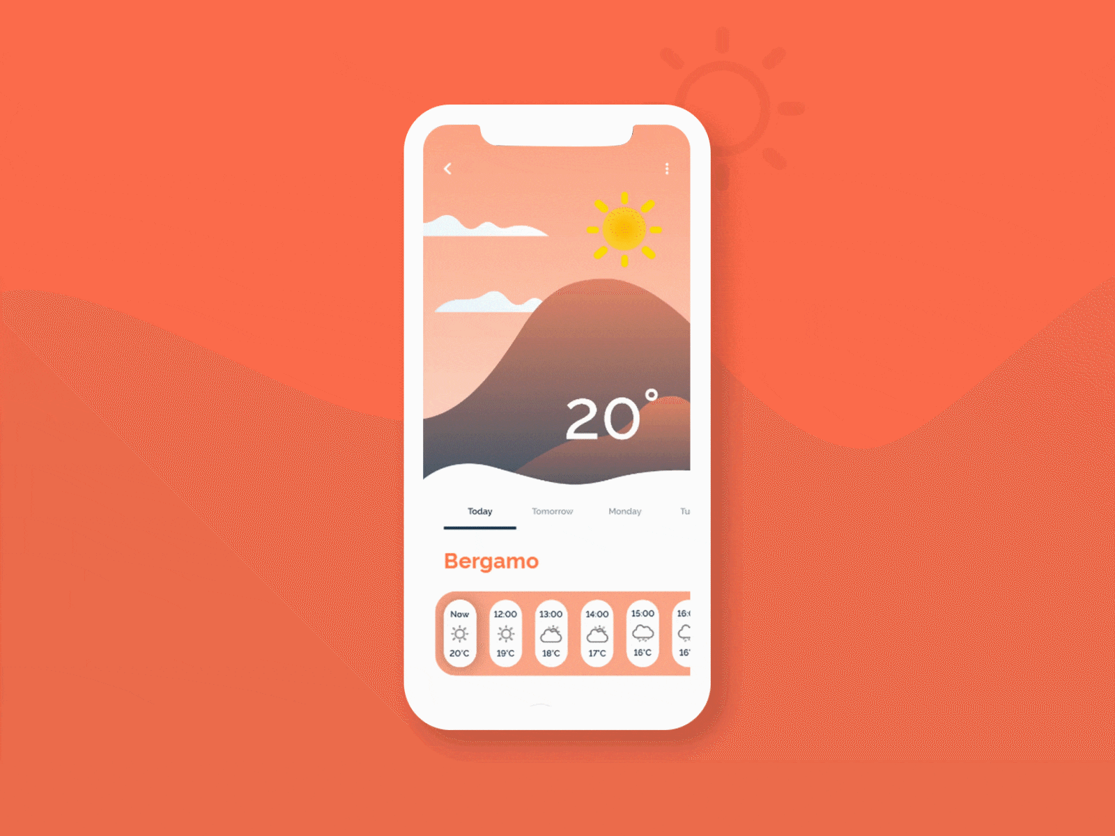 DailyUI 037 - Weather after effects app design dailychallenge dailyui gradient color illustration interaction design protopie prototype ui design weather app