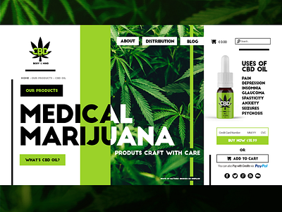 CBD Oil Website Concept bold colors bold design bold font cannabis cbd oil green marijuana medical marijuana website