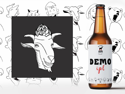 Beer label ''Demo Capra Noastra" (Our Goat) beer beer branding beer label branding design funny funny character goat hops illustration typography vector whacky