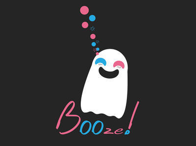 Booze drunk flat ghost illustration vector