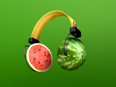 Watermelon Beats 3d banana cinema 4d cinema4d concept design digitalart graphicdesign illustration mixed watermelon