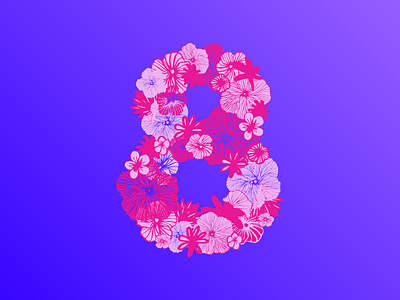 8 8 floral flowers lettering number tiki typography