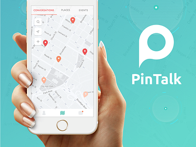 Pintalk App Design app branding chat app design ios logo map