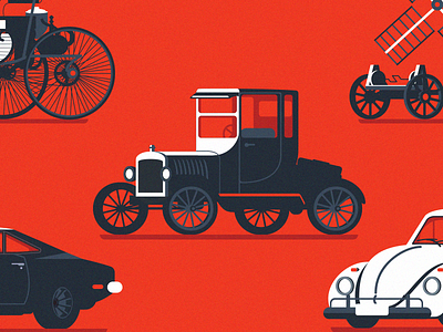 History of cars adobe cars collection design flat ford history illustration illustrator