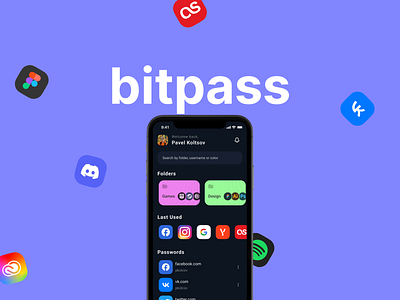 bitpass 2023 app application bank cards banking bitpass design folder folders id interface ios manager notes password passwords product design skofqq ui web