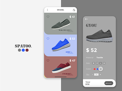 Spatoo. clean design interactive design iphone x modern ui