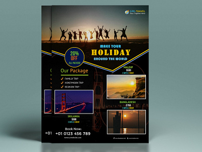 Holiday Travel Flyer advertising big sale clean clear color colorful corporate creative design elegant event flyer holiday luxury modern offer poster promotion flyer tour travel vacation