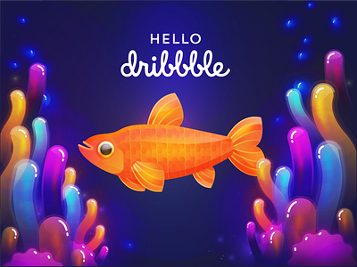 Hello Dribbble!! colorful debut debut shot fish hello hello dribbble hello world illustration new new account new adventures say hi