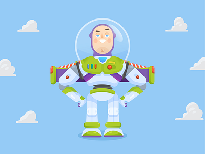 To the infinity and beyond! blue buzz lightyear character clouds colorful illustration toy toy story