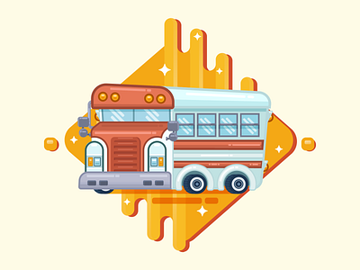 Fancy Bus bus illustration orange shinny vector yellow