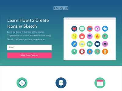 Course Landing Page course course landing page form icons landing page minimalistic newsletter simple sketch testimonial web webinar