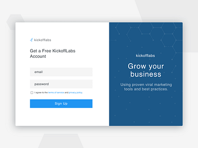 Create a free account form product design signup