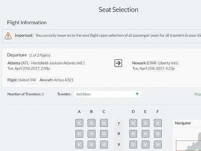 Seat Selection Feature currency desktop fonts imagery interactive localization mobile responsive themes ux web