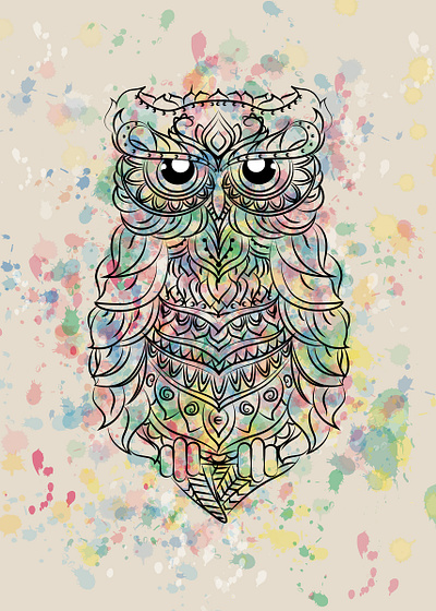 Owl colorful illustration mandala nature owl