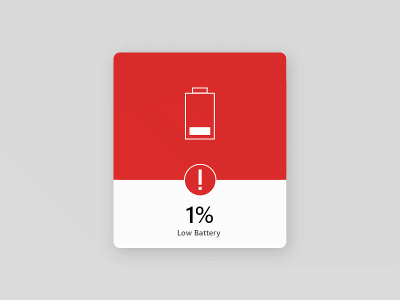 Daily UI Challenge #011 - Flash Message (Low Battery) 100 daily ui daily daily 100 dailyui design flash message flash messages gif low battery ui ui ux design
