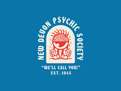 New Devon Psychic Society Alt badge branding character design eye iconography illustration lettering psychic typography