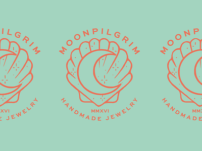 Moonpilgrim 01 brand brand identity branding illustration jewelry lettering lockup logo logotype moon shell stamp typography