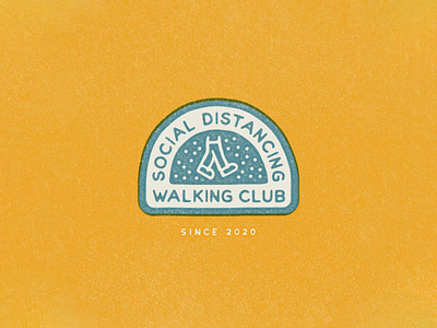 Social Distancing Walking Club badge illustration lettering lockup logotype texture