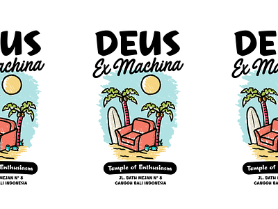 Deus Ex Machina apparel artwork beach competition deus illustration lettering lockup surfing tshirt typography