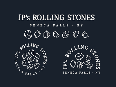 JPs Rolling Stones badge branding iconography illustration lettering lockup logotype stamp texture typography