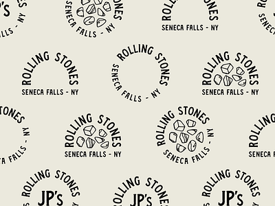 JPs Rolling Stones badge branding iconography illustration lettering lockup logo logotype texture typography