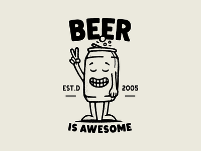 Beer is Awesome badge design beer characterdesign illustration lettering lockup logotype stamp texture typography