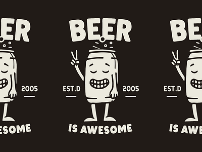 Beer is Awesome v2 badge branding character design illustration lettering logotype stamp texture typography