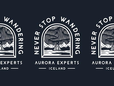 Aurora Experts badges aurora aurora borealis badge branding iceland illustration lettering logotype typography