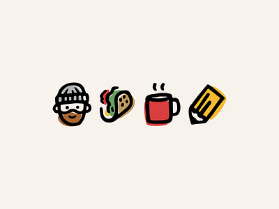 Beard, Taco, Tea, Idea beard branding coffee colour creative idea illustration pencil taco tea