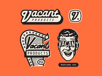 Vacant Products badge branding design illustration lettering lockup logo logotype typography